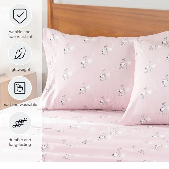 Berkshire Blanket Peanuts Snoopy Twin Sheet Set - 3 Pieces Make A Wish Spring - Picture 6 of 6